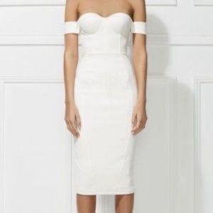 NWT Misha Collection White Off Shoulder Midi Dress